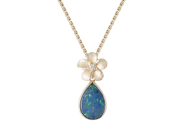 PENDANT 14K 08MM "TROPICAL MEMORY" W/DIA. T/W 015CT OPAL DOUBLET 1.0-1.7CT