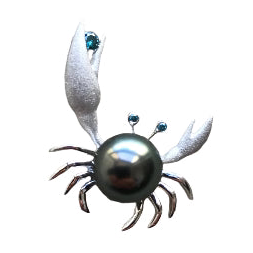 Crab Tahitian Pearl Blue Diamonds White Gold