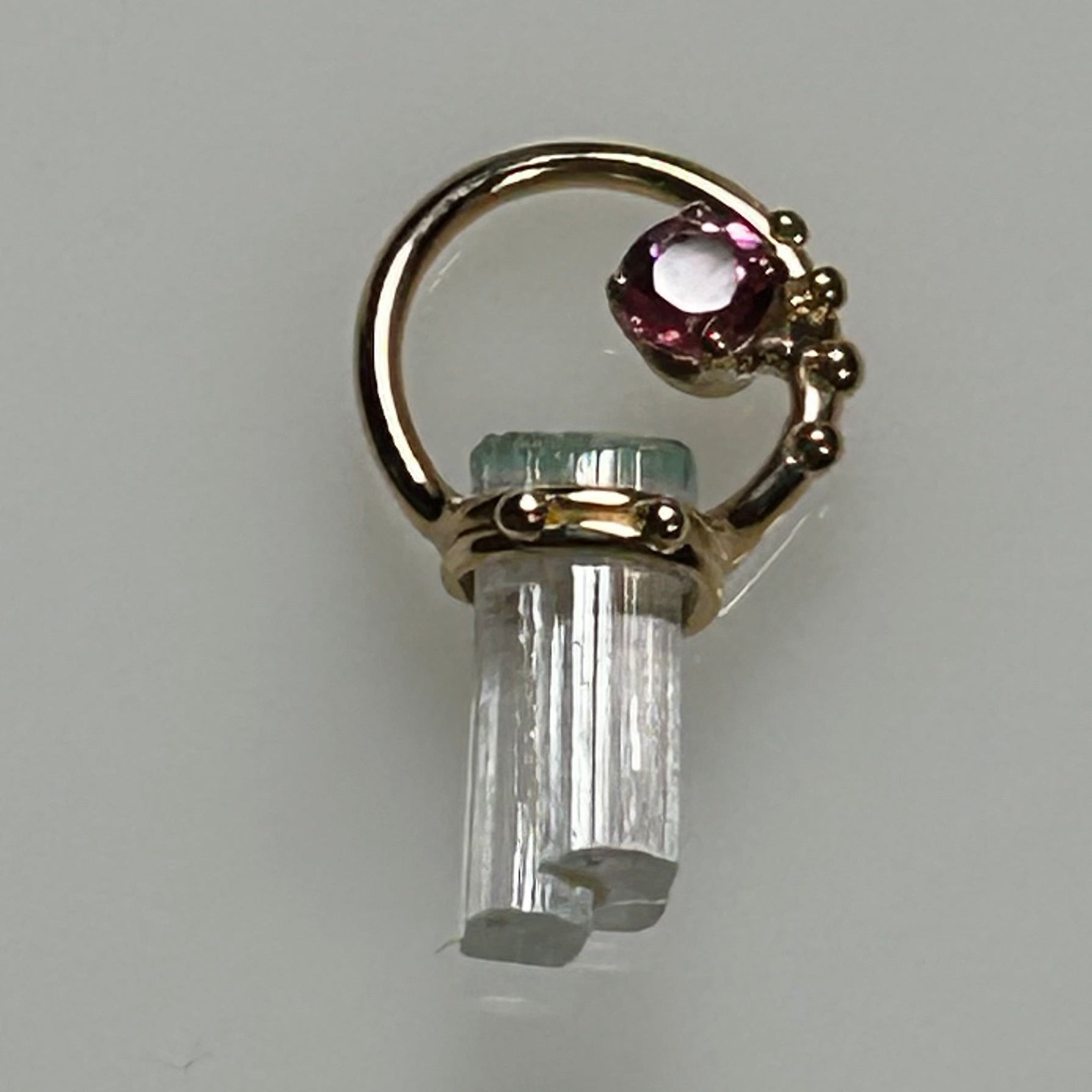 Pendant Brazilian Tourmaline and Rubellite Tourmaline 14K