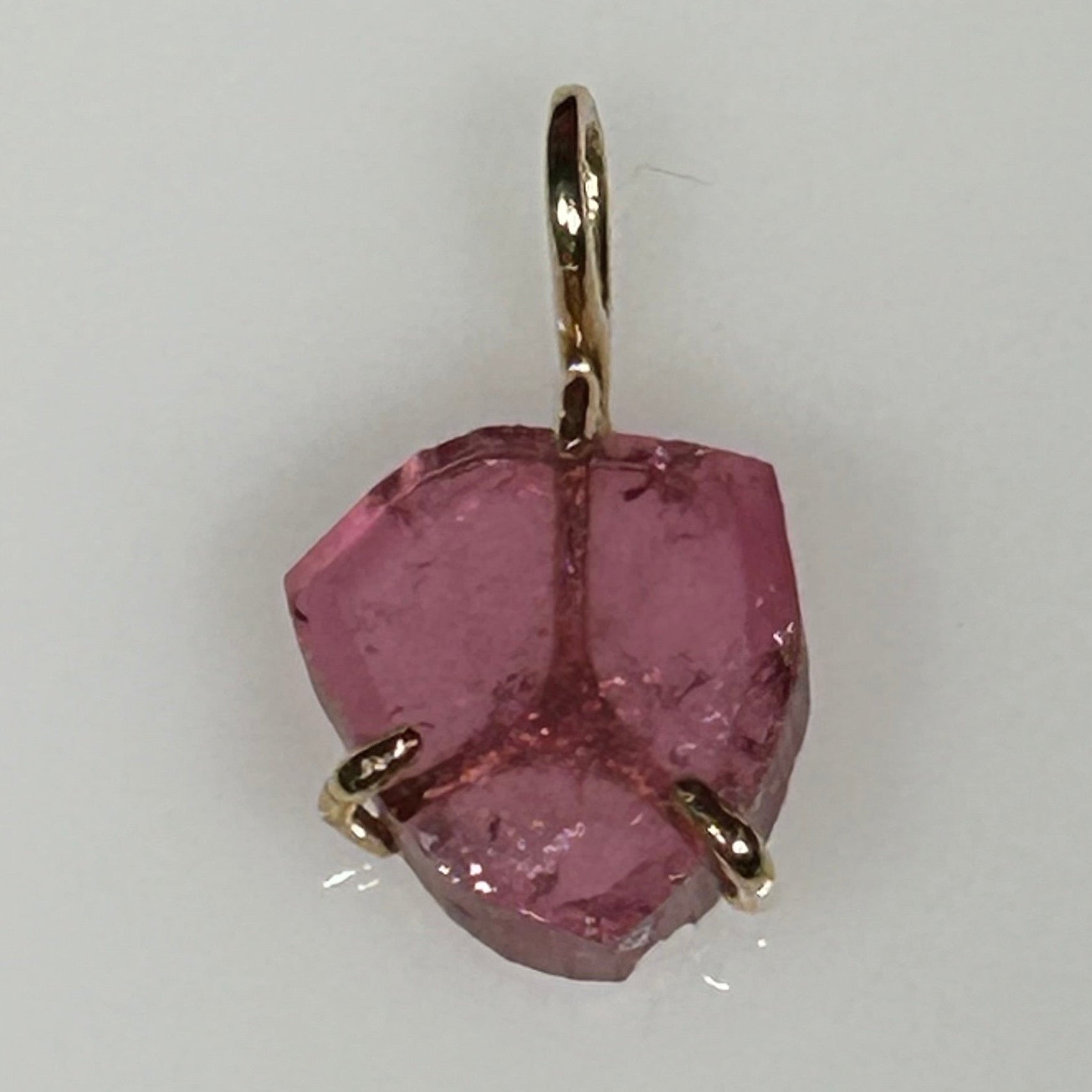 Pendant California Pink Tourmaline Slab 14K