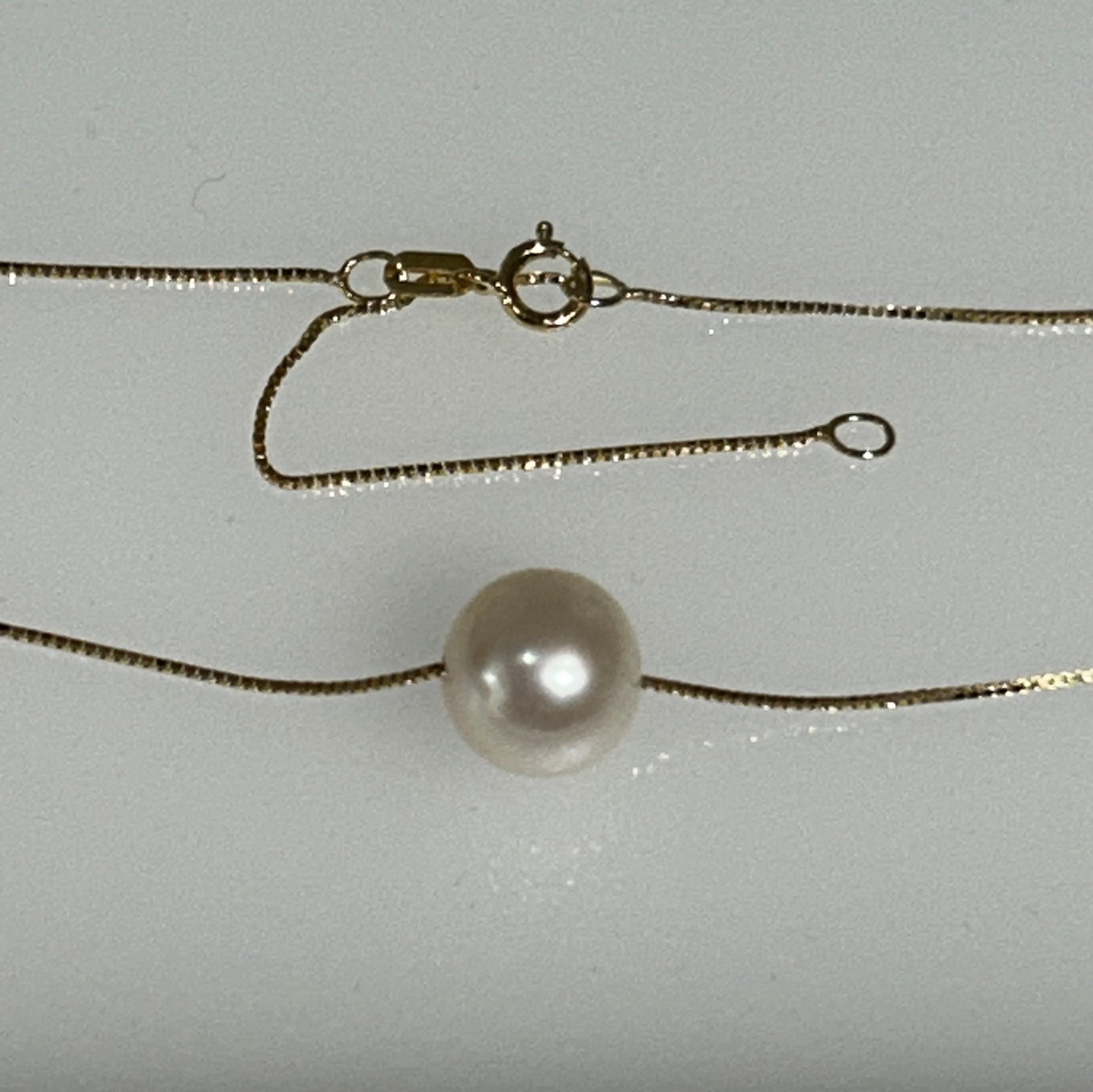Necklace Solitaire 9mm Box Adj 16/18 14k