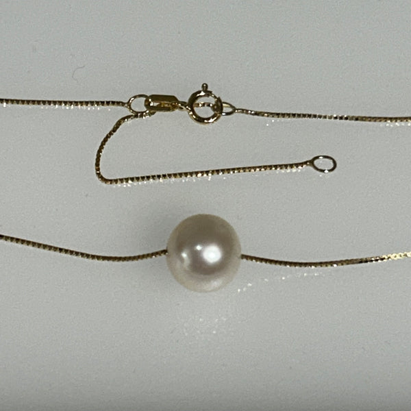 Necklace Solitaire 9mm Box Adj 16/18 14k