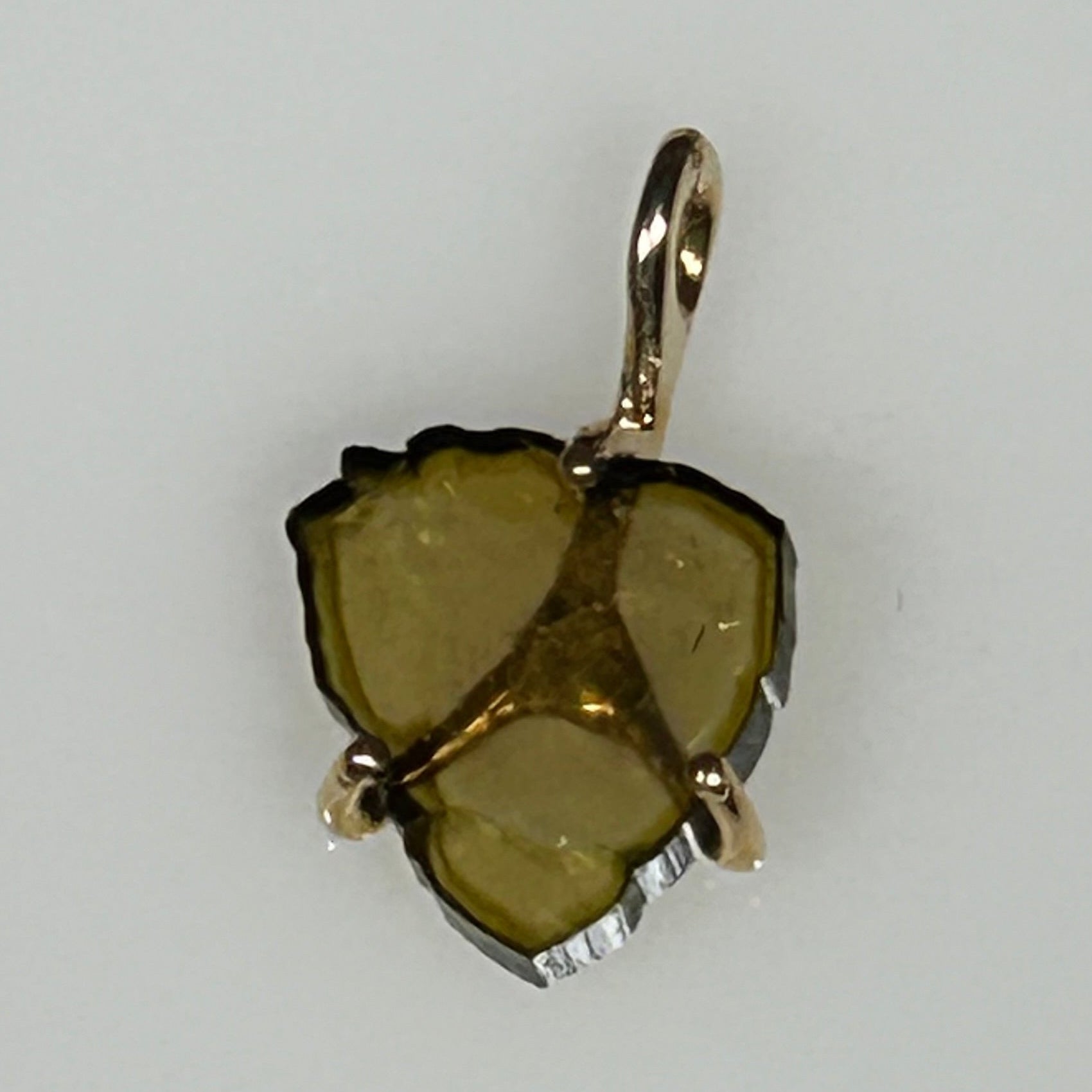 Pendant California Green Tourmaline Slab 14K