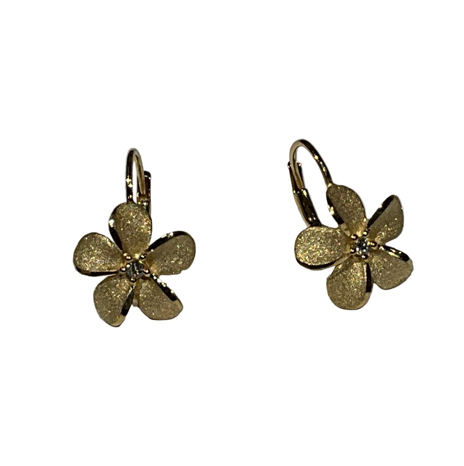 Earring Plumeria 11mm 14K YG Diamonds LB