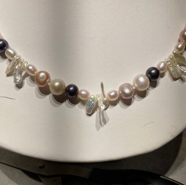 STRAND 24" KESHI W/ MULTI COLOR FRESHWATER PEARLS .925 TOUCH CLASP(SHOWROOM)