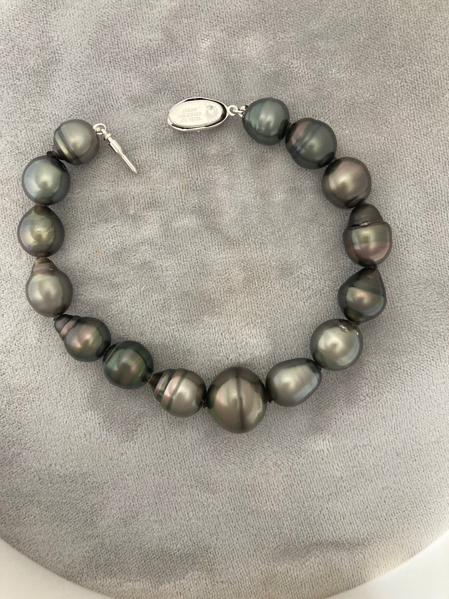 STRAND .925 8" 17 TAHITIAN BLK PEARLS 8.5-15MM