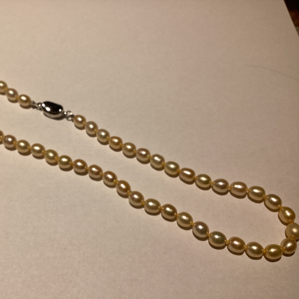 Necklace Strand 6mm Rice Freshwater Pearl SS