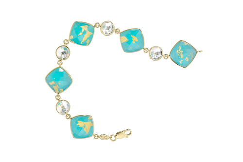 Treasure Island Turquoise Bracelet with 7mm Clear Quartz