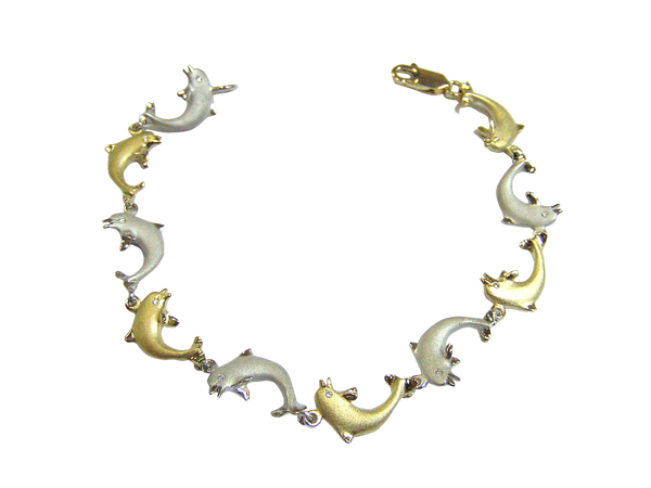 White and Yellow Gold Dolphin Bracelet with Diamonds