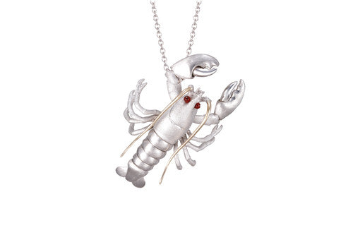 56mm Precious Silver and Yellow Gold Lobster Pendant