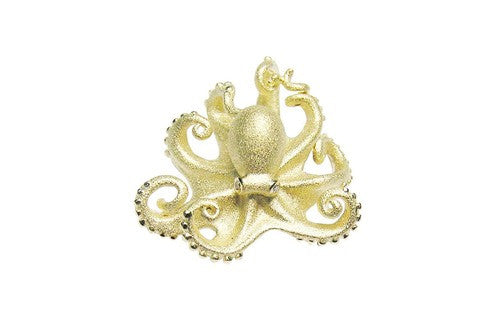19mm Yellow Gold Octopus Pendant with Diamonds