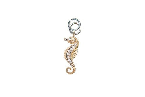 19mm White Gold Seahorse Bracelet Charm with Diamonds