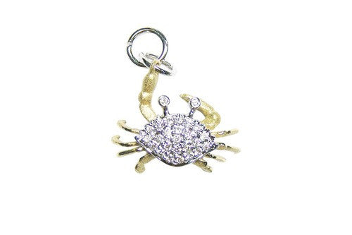 18mm Yellow and White Gold Crab Bracelet Charm with Diamonds