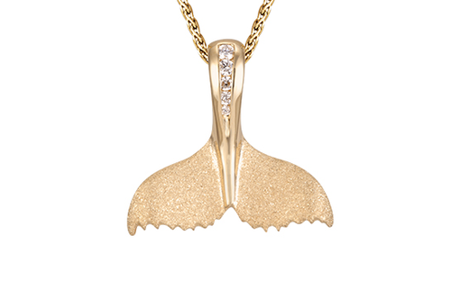 Yellow Gold and Diamond Whale Tail Pendant