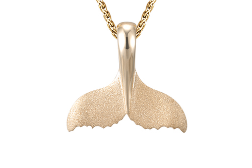 Yellow Gold Rough Edges Whale Tail Pendant