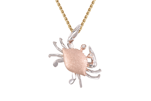 25mm White and Rose Gold Crab Pendant with Diamonds