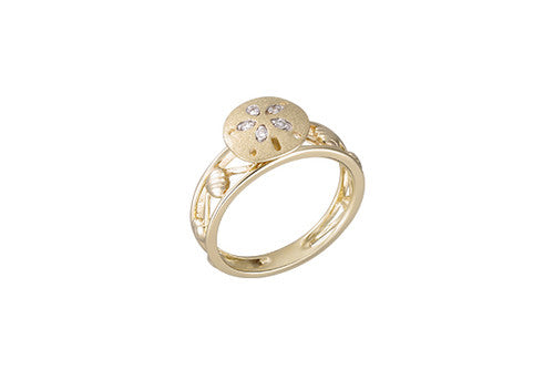 Yellow Gold Sand Dollar Ring with Diamonds