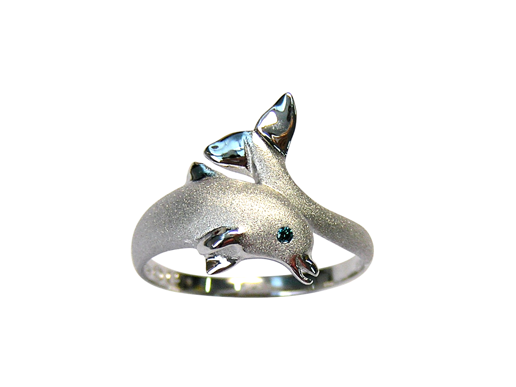 20mm White Gold Dolphin Ring