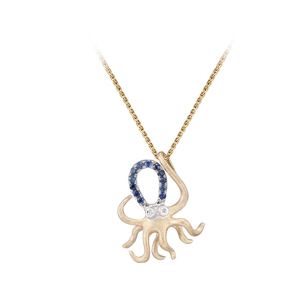14kg Octopus pendant with Sapphires and Diamonds