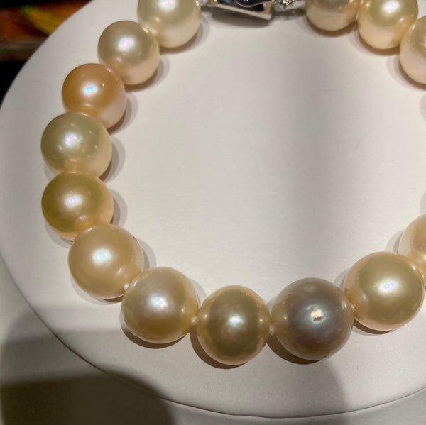 STRAND 7 1/2" 10.-10.5MM PEACH FRESHWATER PEARL .925 TOUCH CLASP